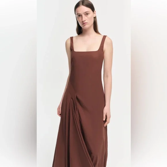 NWT $595 Jonathan Simkhai Olivia Dress Anise Brown Size 0 - Picture 5 of 8
